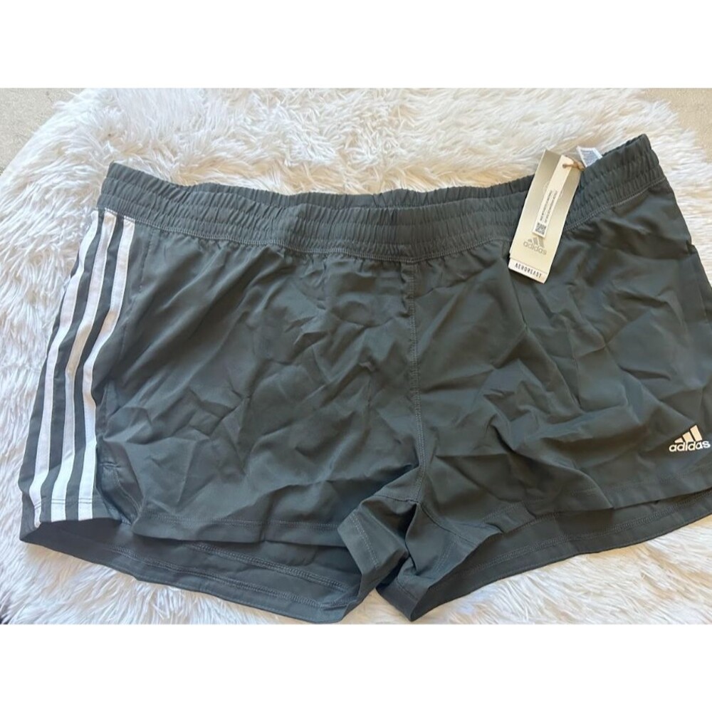 Adidas Running Shorts Pacer Stripe Women's Size 2XL Gray Running Gym Training